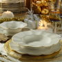 Hermia MLN24Y2694R520 Vajilla de Porcelana 24 Piezas Crema y Dorado Apta para Microondas